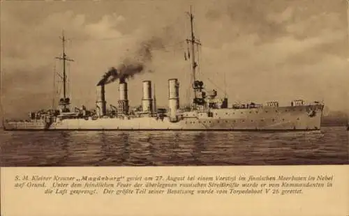 Ak Deutsches Kriegsschiff, SMS Magdeburg, Kleiner Kreuzer