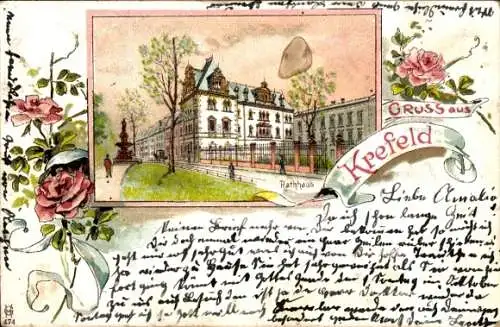 Passepartout Litho Krefeld am Niederrhein, Rathaus