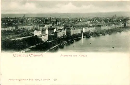 Ak Chemnitz in Sachsen, Panorama von Norden