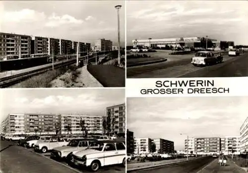 Ak Schwerin in Mecklenburg, Großer Dreesch, Wohnsiedlung, Autos