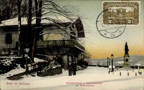 Ak Graz Steiermark, Schweizerhaus, Weidendenkmal, Schlossberg