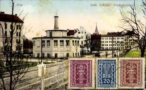 Ak Graz Steiermark, Städtisches Volksbad, Friedrichstraße