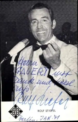 Ak Conferencier und Humorist Rolf Stiefel, Portrait, Autogramm