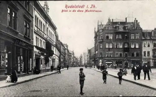 Ak Rudolstadt in Thüringen, Blick in die obere Marktstraße