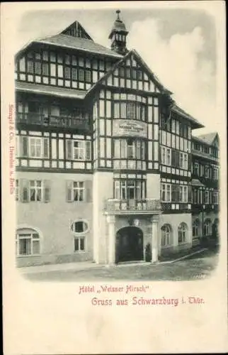 Relief Ak Schwarzburg im Schwarzatal Thüringen, Hotel Weißer Hirsch, Inh. R. A. Hübner