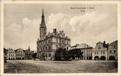 Ak Lądek Zdrój Bad Landeck Schlesien, Ring, Rathaus, Ratusz, Rynek