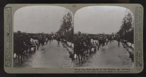 Stereo Foto Tauwetter an der Somme, engl. Artillerie auf Weg nach Gommecourt