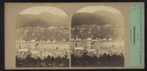 Stereo Foto Heidelberg Gesamtansicht der Stadt vom Schloß aus