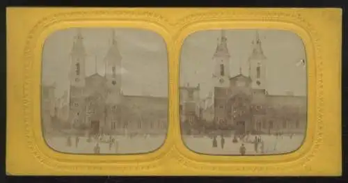 Stereo Foto Halt gegen das Licht, Madrid, Platz mit Kirche Iglesia de San Martín?