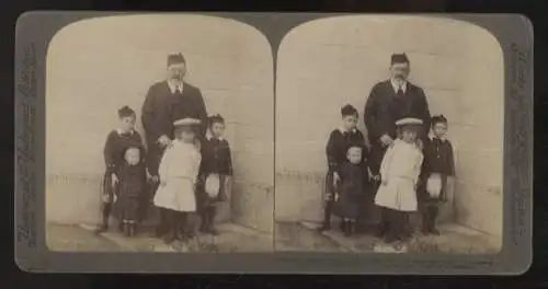 Stereo Foto Edward VII. König v. Großbritannien und Irland mit seinen Enkelkindern