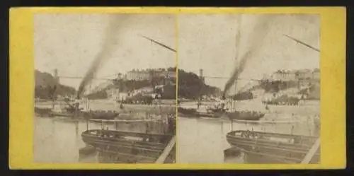 Stereo Foto Blick über den Fluß Avon auf Bristol, Brücke im Hintergrund