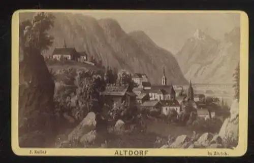 CdV Foto Altdorf Kanton Uri, Blick auf den Ort mit Bergpanorama