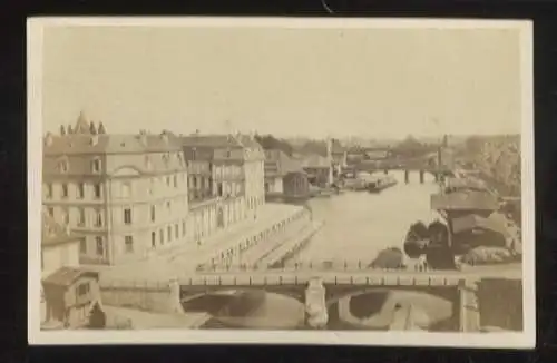 Cdv Foto Straßburg Straßburg Elsass Bas Rhin, Teilansicht auf die Stadt, Brücken über den Fluss Ill