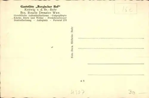 Ak Kettwig vor der Brücke Kettwig Essen im Ruhrgebiet, Gaststätte Bergischer Hof, Pils-Stube