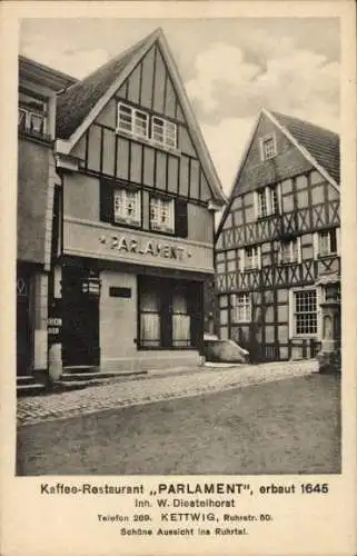 Ak Kettwig Essen im Ruhrgebiet, Kaffee-Restaurant Parlament, Ruhrstraße 50