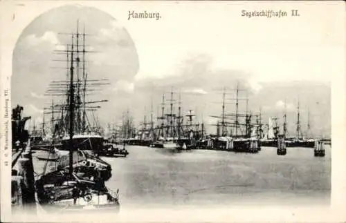 Ak Hamburg, Segelschiffe, Hafen