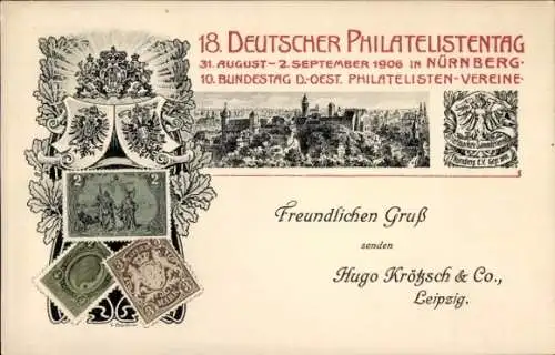 Ganzsachen Briefmarken Litho Nürnberg, 18. Deutscher Philatelistentag 1906