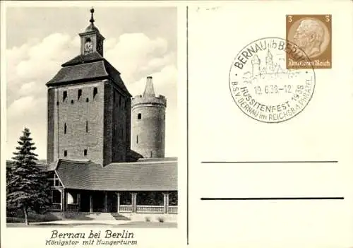 Ganzsachen Ak Bernau bei Berlin, Königstor, Hungerturm