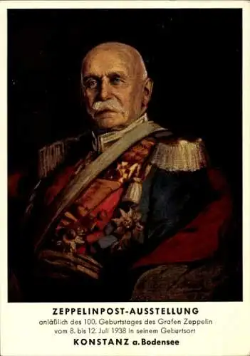 Ganzsachen Künstler Ak Emerich, Graf von Zeppelin, Portrait als General der Kavallerie, Uniform