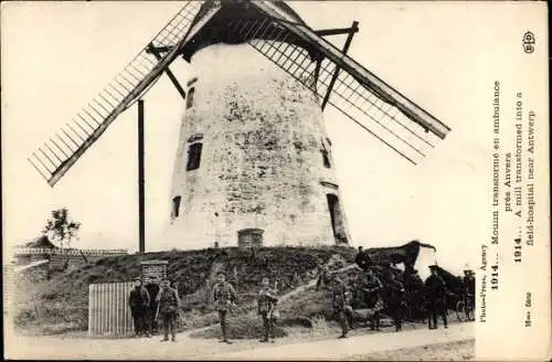 Ak Anvers Antwerpen Flandern, Windmühle, Soldaten