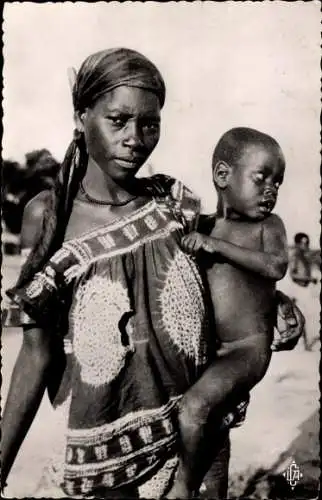 Ak Brazzaville Franz. Kongo, Frau und Kind Balali, Afrikanische Frau und Baby