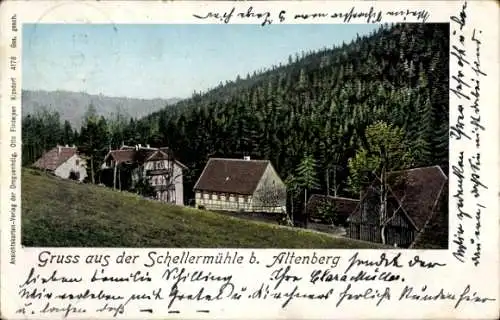 Golden Windows Litho Altenberg im Erzgebirge, Gruß aus der Schellermühle