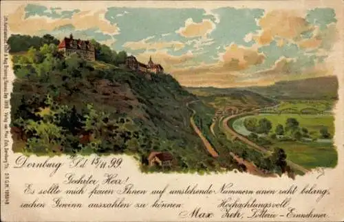 Künstler Litho Joost, R., Dornburg in Thüringen, Panorama, 3. Thüringisch Anhaltische Staatslotterie