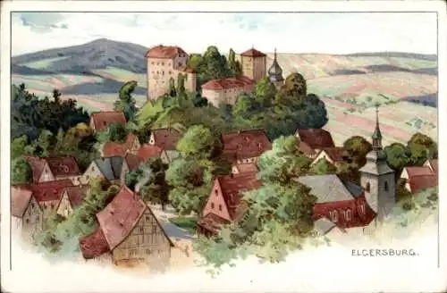 Litho Elgersburg in Thüringen, Burg, Gesamtansicht