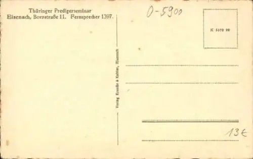 Ak Lutherstadt Eisenach in Thüringen, Thüringer Predigerseminar