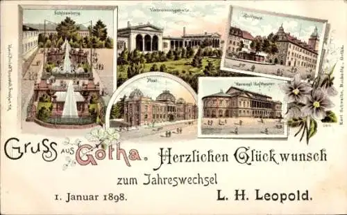 Litho Chemnitz in Sachsen, Saxoniabrunnen, Stadttheater, Börse