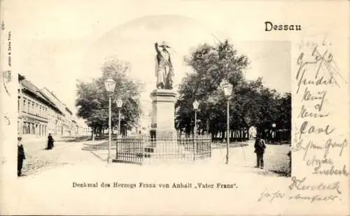 Ak Dessau in Sachsen Anhalt, Denkmal des Herzogs Franz von Anhalt Vater Franz