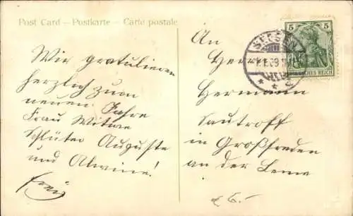 Präge Ak Glückwunsch Neujahr, Haus, Schnee, Tannenzapfen