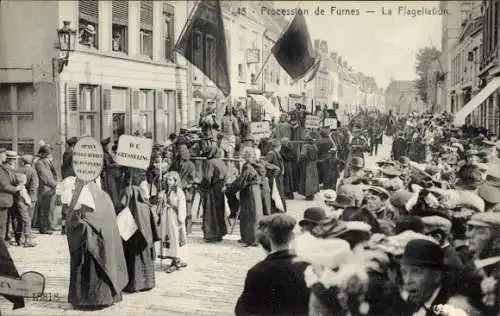 Ak Furnes Westflandern, Prozession, die Geißelung Jesus