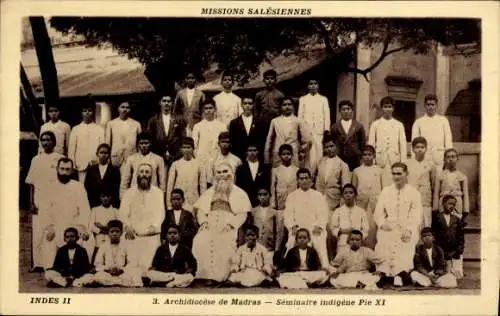 Ak Chennai Madras Indien, Missions Salesiennes, Seminaire indigene Pie XI