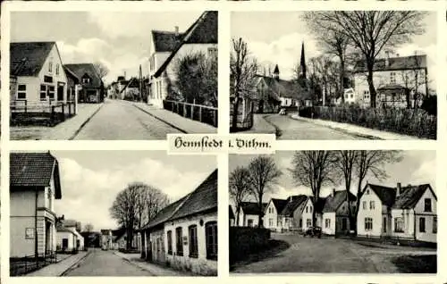 Ak Hennstedt in Dithmarschen, Straßenpartien