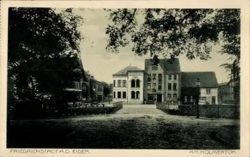 Ak Friedrichstadt an der Eider, Am Holmertor, Brücke, Geschäft