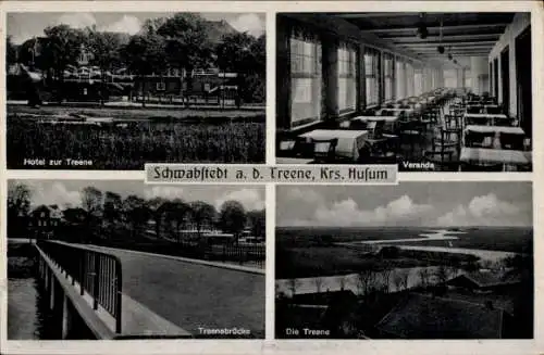 Ak Schwabstedt an der Treene Nordfriesland, Hotel zur Treene, Veranda, Brücke