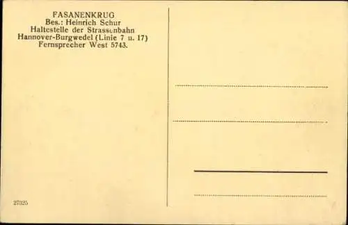 Ak Burgwedel in Niedersachsen, Fasanenkrug, Gartenansicht