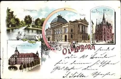 Litho Oldenburg in Holstein, Schloss, Schlossgarten, Rathaus, Theater