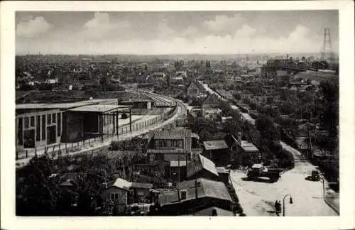 Ak Hamburg Bergedorf Moorfleet, Panorama, LKW, Brücke, Eisenbahnschienen