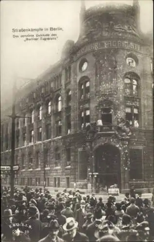 Ak Berlin, Große Straßenkämpfe, Zerstörtes Gebäude des Berliner Tageblatt