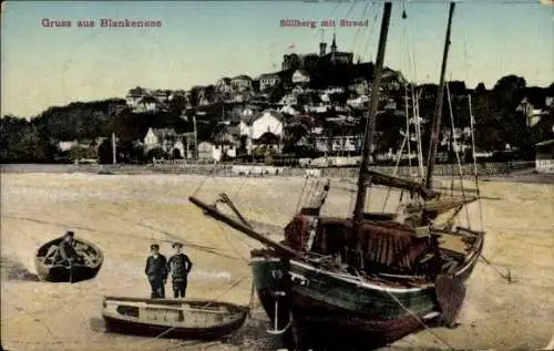 Ak Hamburg Altona Blankenese, Süllberg, Schiff am Strand, Boote