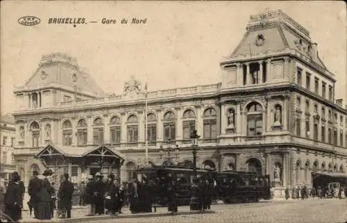 Ak Brüssel Brüssel, Gare du Nord, Straßenbahn