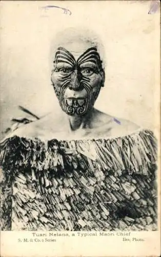 Ak Tuari Netana, Maori Häuptling, Portrait