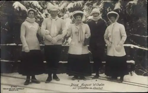 Ak Oberhof im Thüringer Wald, Prinz August Wilhelm mit Gemahlin, Winter