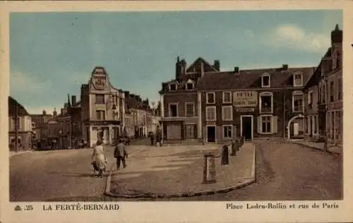 Ak La Ferté Bernard Sarthe, Place Ledru Rollin und Rue de Paris