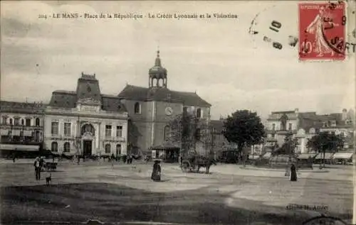 Ak Le Mans Sarthe, Place de la République, Crédit Lyonnais und die Heimsuchung