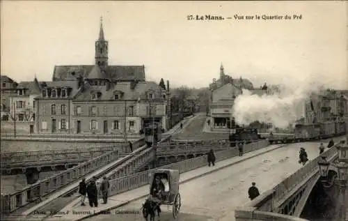 Ak Le Mans Sarthe, Blick auf das Pré-Viertel