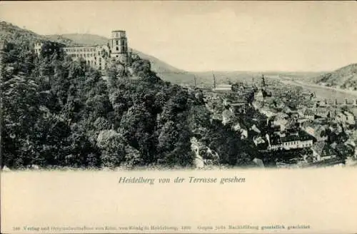 Ak Heidelberg am Neckar, Gesamtansicht, Schloss, Blick von der Terrasse