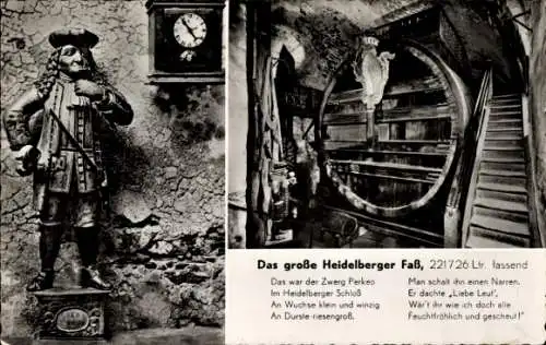 Ak Heidelberg am Neckar, großes Heidelberger Fass, 221.726 Liter fassend